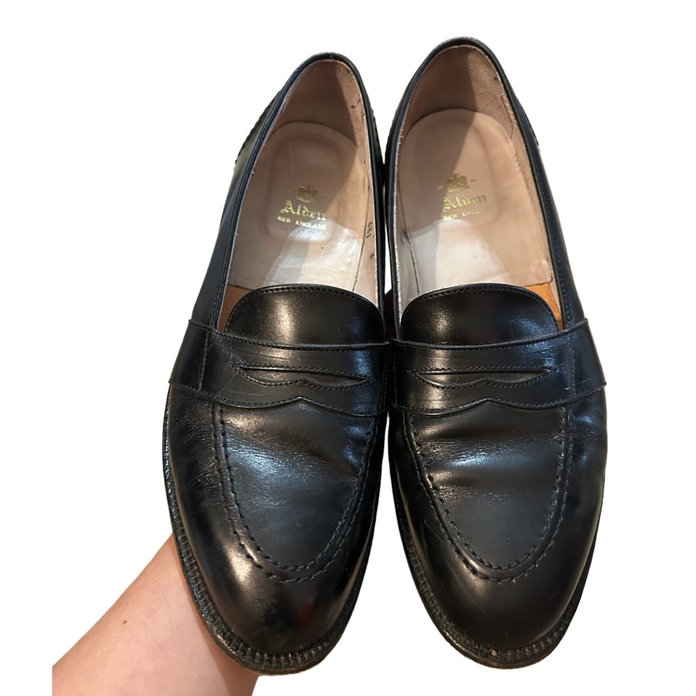 Alden 681 Men’s Shoes 11 B USA Black Calfskin Slip-on Full Strap Penny Loafers